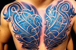 sparse glowing blue vasculature on the shoulder tattoo idea