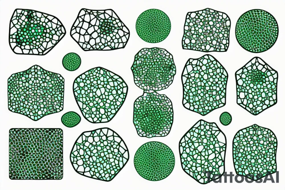 biological nanobots forming a voronoi pattern with glowing green vasculature tattoo idea