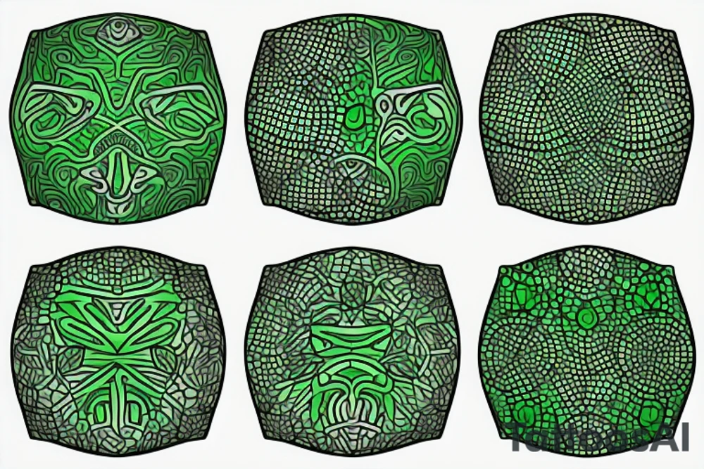 biological nanobots forming a voronoi pattern with glowing green vasculature tattoo idea