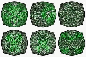 biological nanobots forming a voronoi pattern with glowing green vasculature tattoo idea