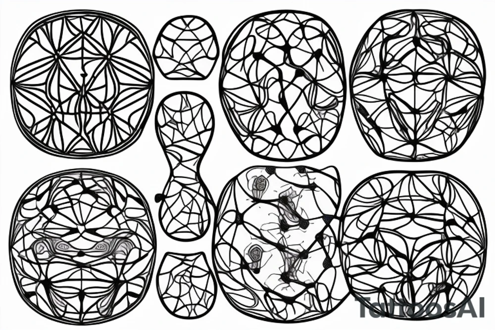 biological nanobots forming a voronoi pattern with glowing vasculature tattoo idea