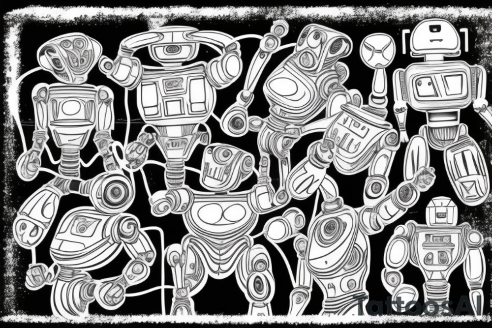 robots creating a muscle on the shoulder tattoo idea