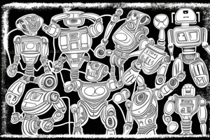robots creating a muscle on the shoulder tattoo idea