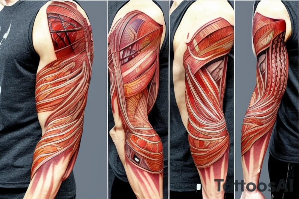 cells creating a muscle on the shoulder tattoo idea
