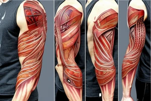 cells creating a muscle on the shoulder tattoo idea