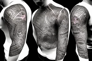 algorithmic graph with glowing edges on the shoulder tattoo idea