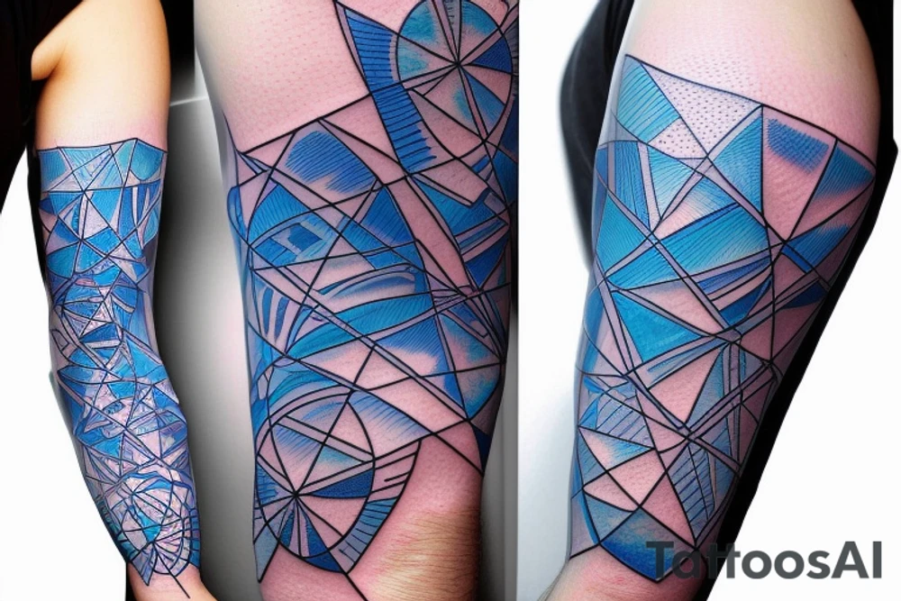 graph with glowing blue edges on the shoulder tattoo idea