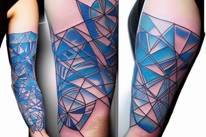 graph with glowing blue edges on the shoulder tattoo idea