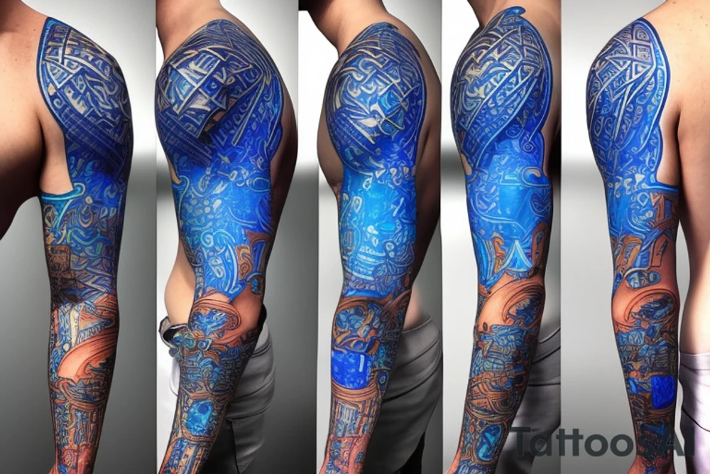graph with glowing blue edges on the shoulder tattoo idea