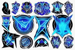 graph with glowing blue edges on the shoulder tattoo idea