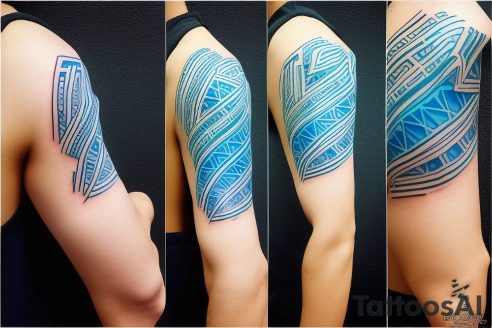 graph with glowing blue edges on the shoulder tattoo idea