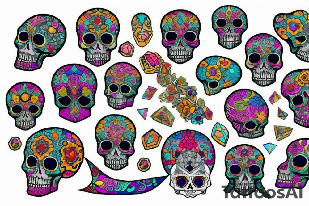 Skull with gemstones tattoo idea