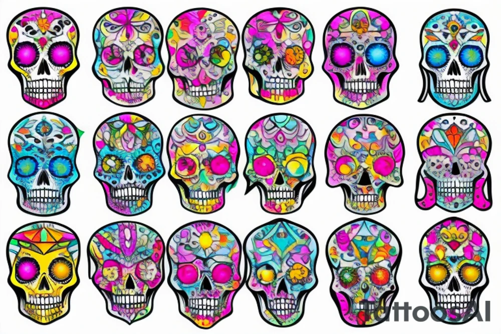 Skull with gemstones tattoo idea