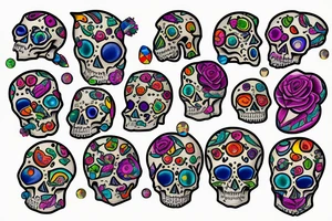 Skull with embedded gemstones tattoo idea