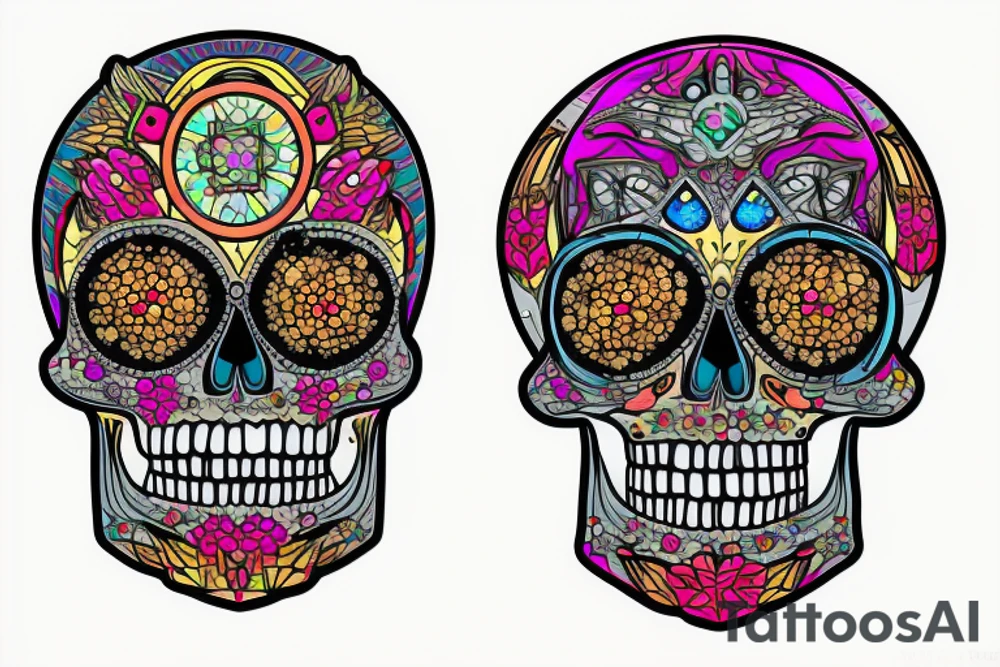 Skull with embedded gemstones tattoo idea