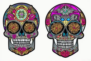 Skull with embedded gemstones tattoo idea