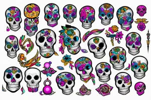 Skull with embedded gemstones tattoo idea