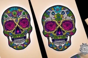 Skull with embedded gemstones tattoo idea
