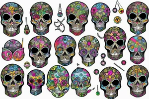 Skull with embedded gemstones tattoo idea