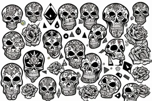 Skull with embedded gemstones tattoo idea