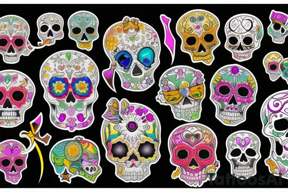 Skull with embedded gemstones tattoo idea