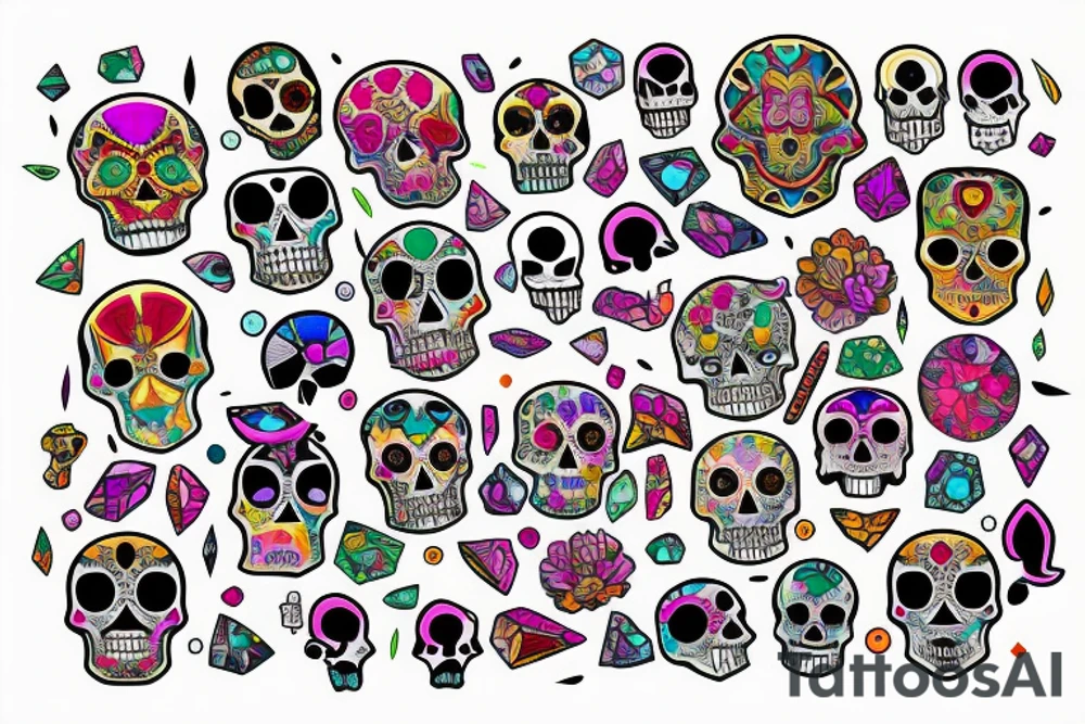 Skull with embedded gemstone tattoo idea