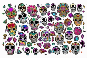 Skull with embedded gemstone tattoo idea