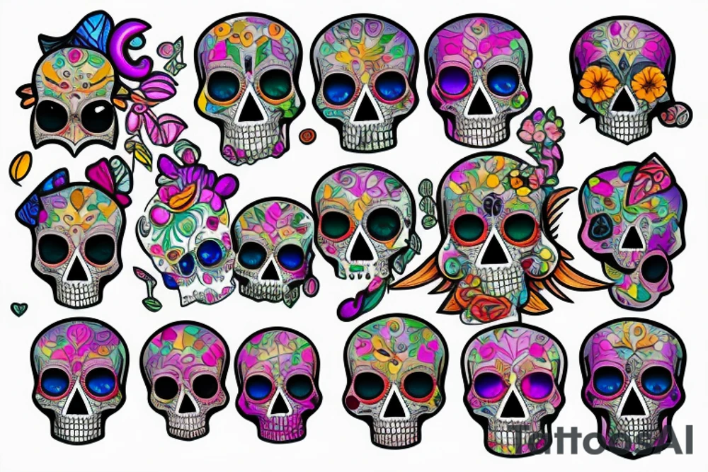 Skull with embedded gemstone tattoo idea