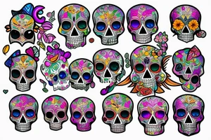 Skull with embedded gemstone tattoo idea
