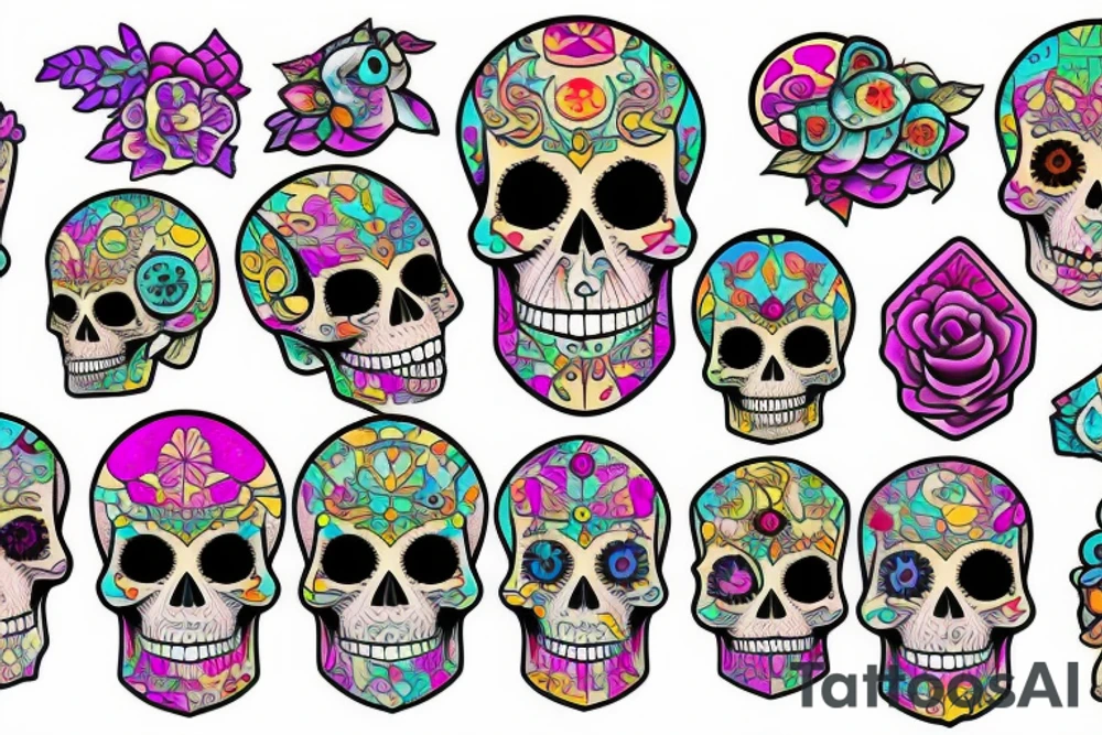 Skull with embedded gemstone tattoo idea
