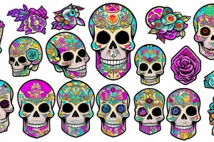 Skull with embedded gemstone tattoo idea