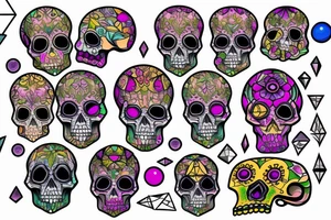 Skull with embedded gemstone tattoo idea