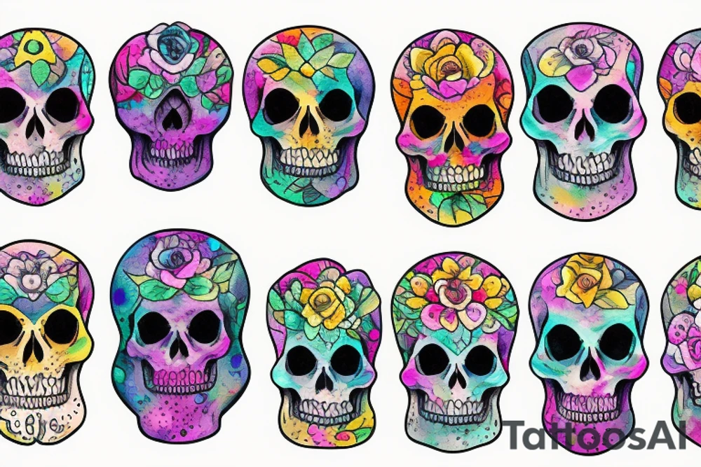 Skull with embedded gemstone tattoo idea