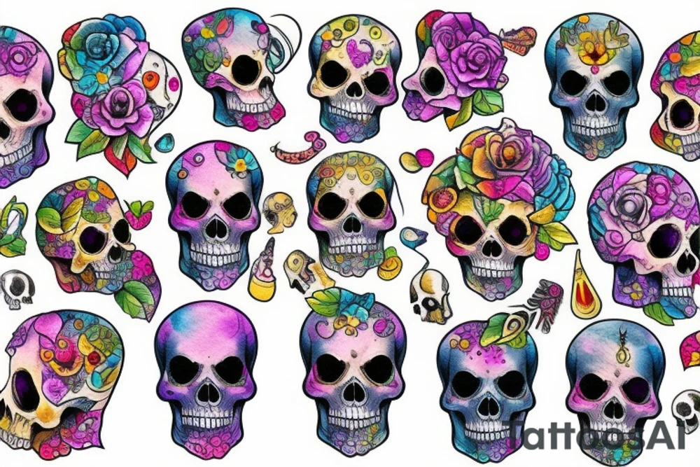 Skull with embedded gemstone tattoo idea