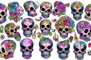 Skull with embedded gemstone tattoo idea