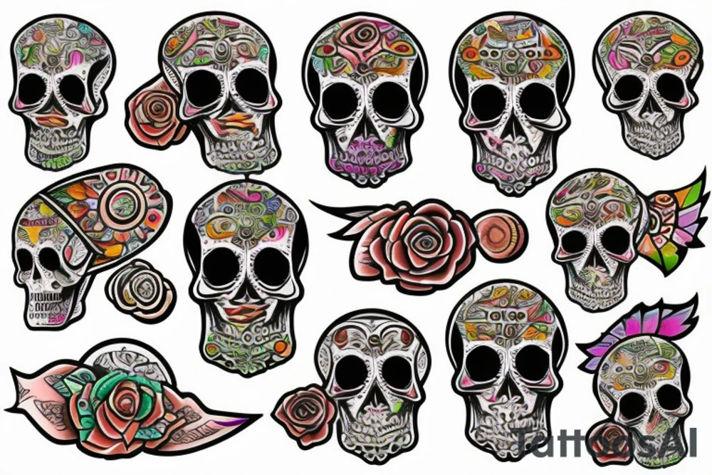 Skull with embedded gemstone tattoo idea