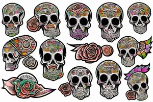 Skull with embedded gemstone tattoo idea