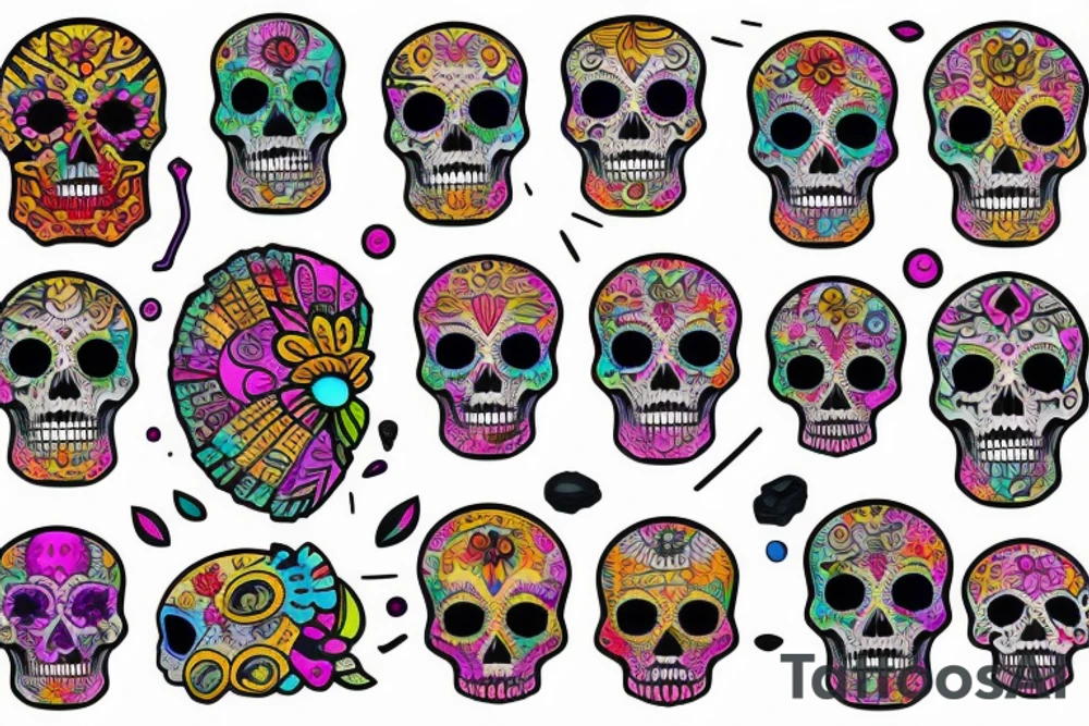 Skull with embedded gemstone tattoo idea