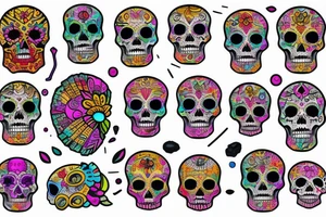 Skull with embedded gemstone tattoo idea