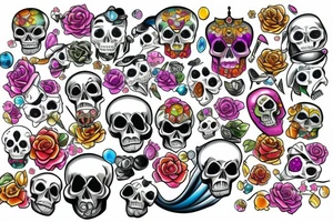 Skull with embedded gemstone tattoo idea
