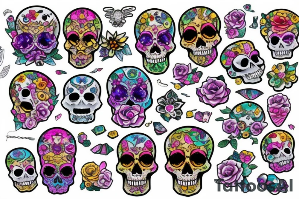 Skull with embedded gemstone tattoo idea