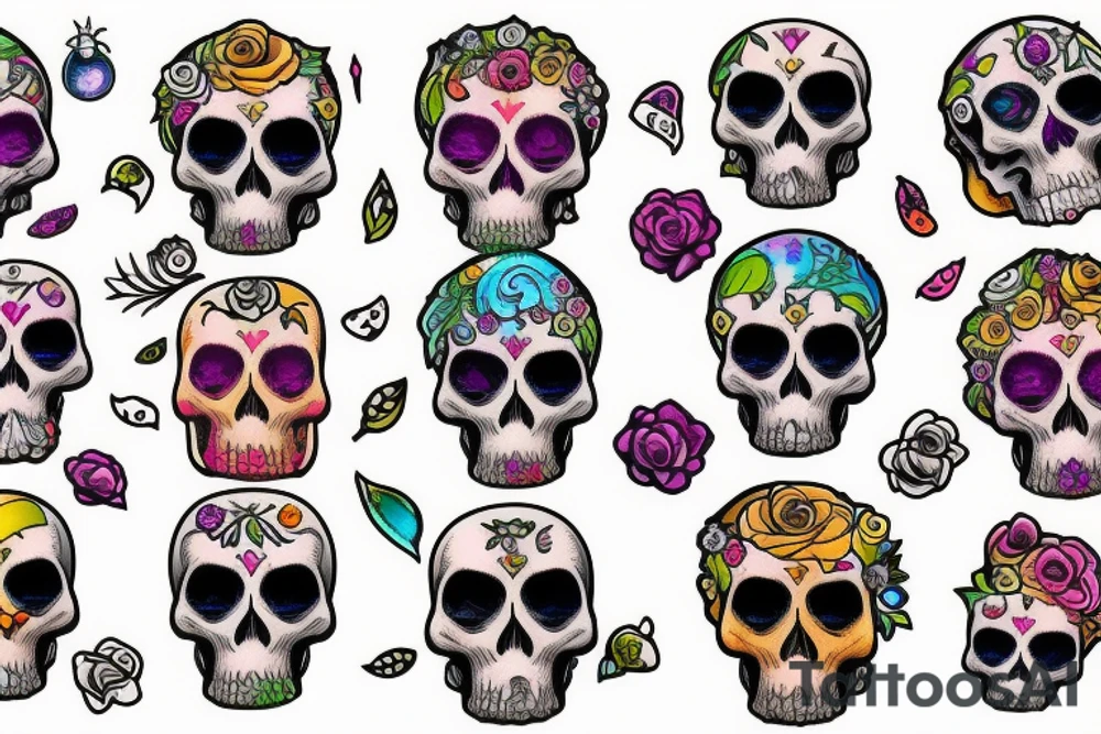 Skull with embedded gemstone tattoo idea