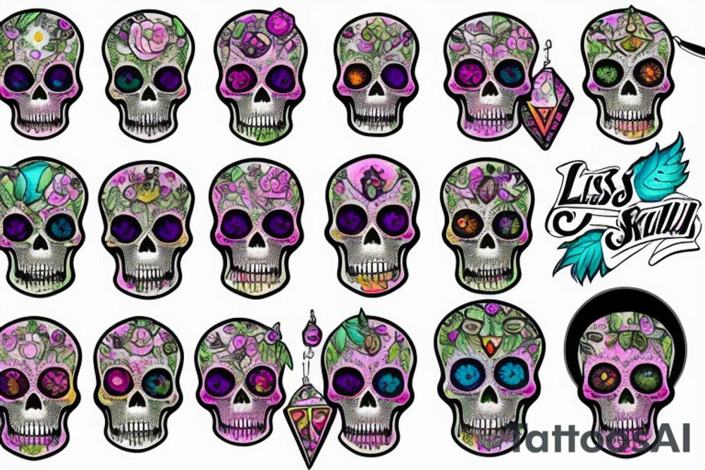 Skull with embedded gemstone tattoo idea
