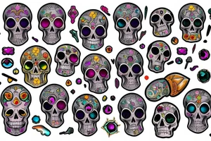 Skull with embedded gemstone tattoo idea