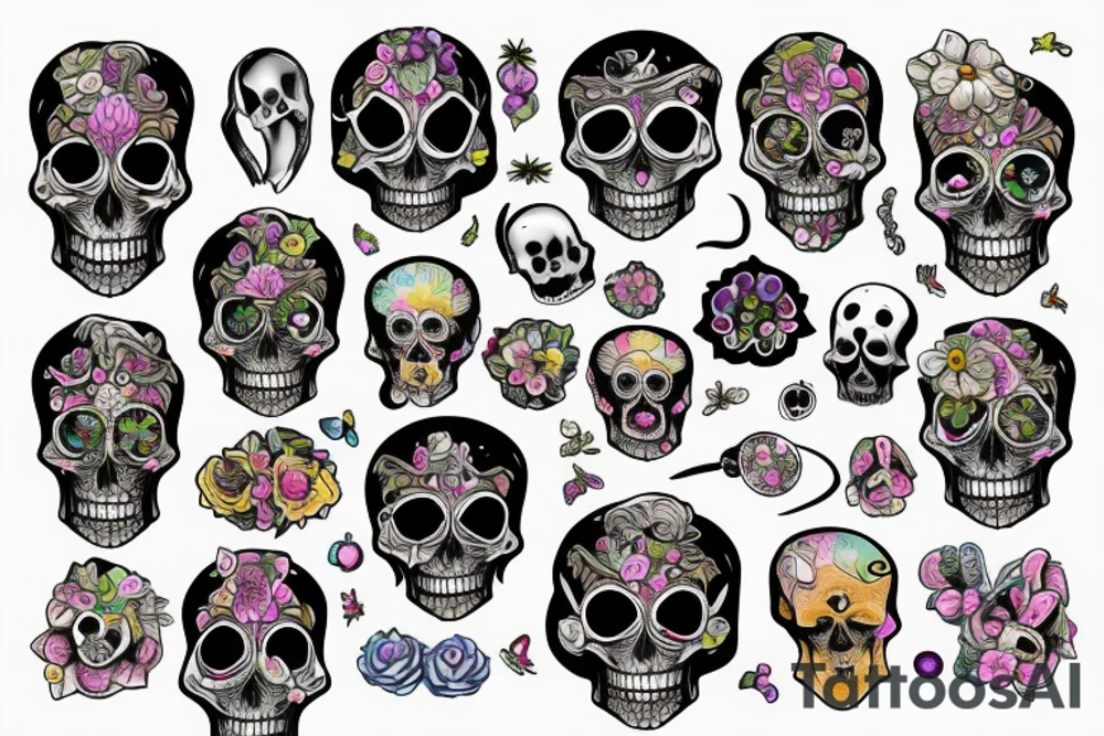Skull with embedded gemstone tattoo idea