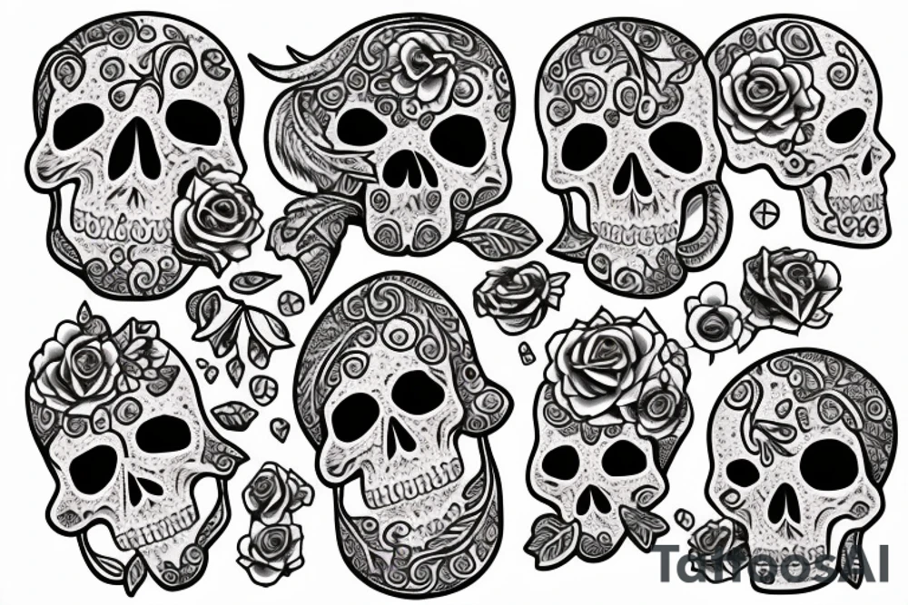 Skull with embedded gemstone tattoo idea