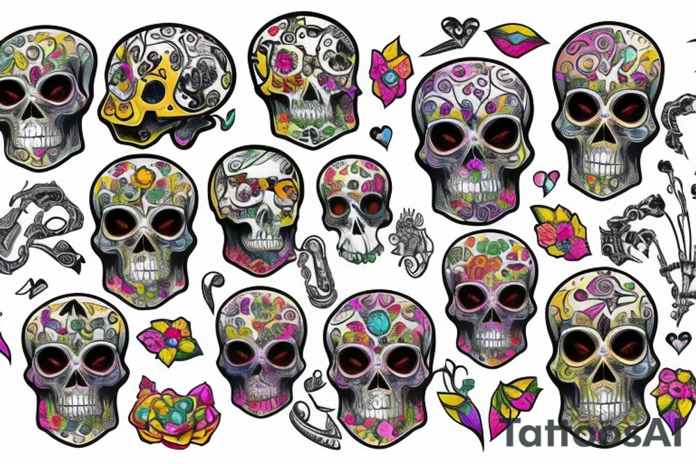 Skull with embedded gemstone tattoo idea
