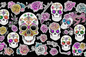 Skull with embedded gemstone tattoo idea
