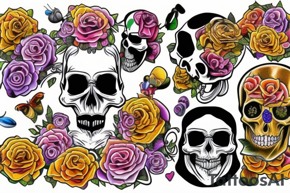 Melting skull tattoo idea
