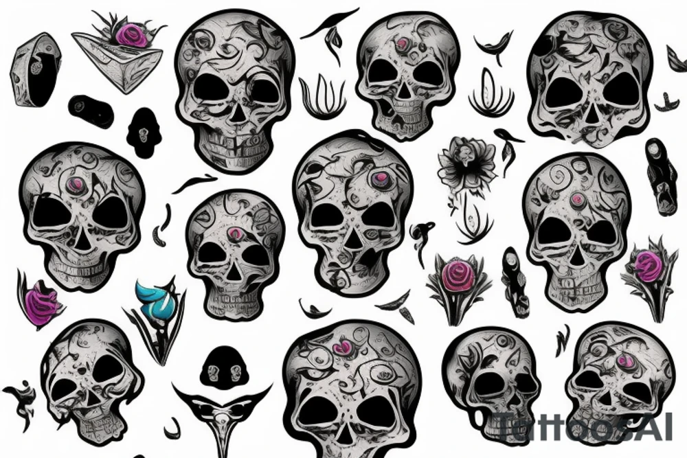 Melting skull tattoo idea